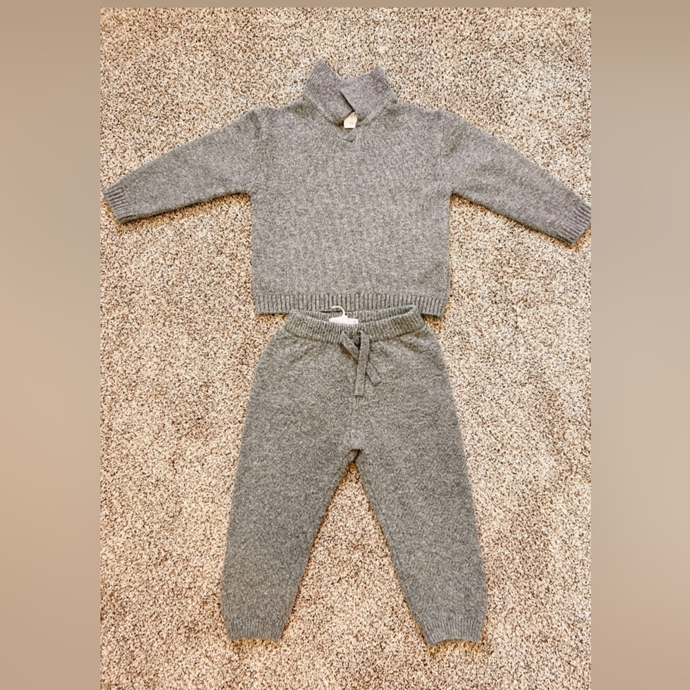 ZARA Baby Knit Sweater & Pants Set 2–3Y Gray – Excellent Condition
